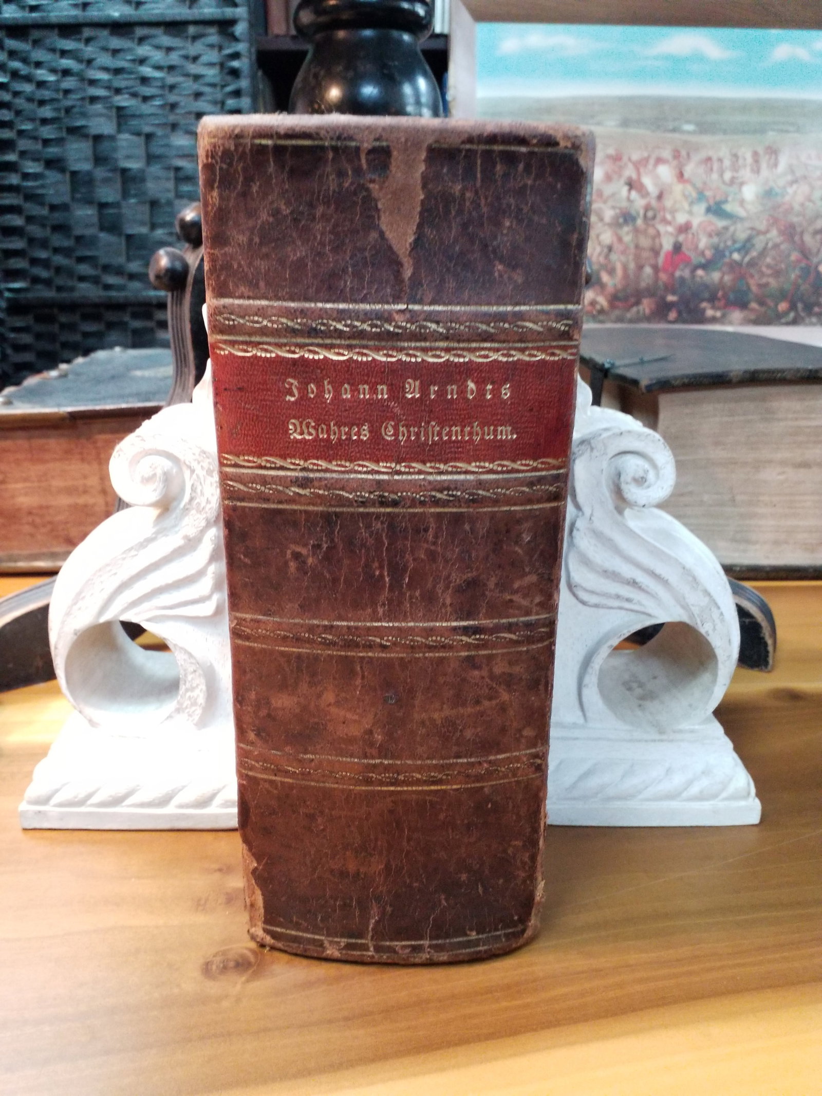 1832 Six Books of True Christianity) , little Garden of Paradise by Johann Arndt Full Leather pics. (1 of 15)