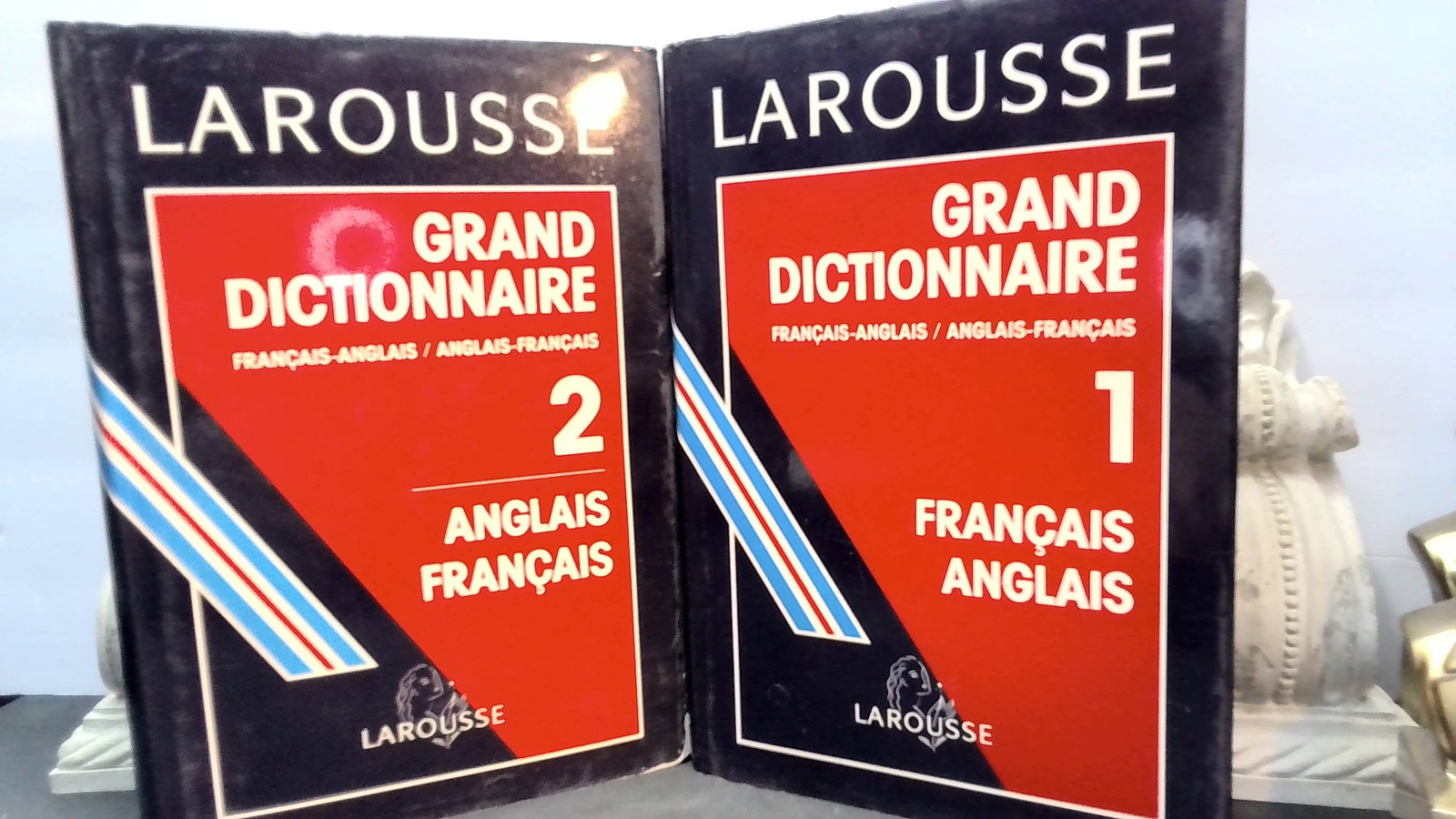 Larousse Grand Dictionaire French-English Dictionary 2 volume set in jackets VG+-F: 2 large heavy hardcovers, overall in very good condition, 2 volume set , in jacket , 2 large volumes, Grand Dictionnaire Larousse: Francais/anglais, Anglais/francais: 1 and 2: French-English hardcover