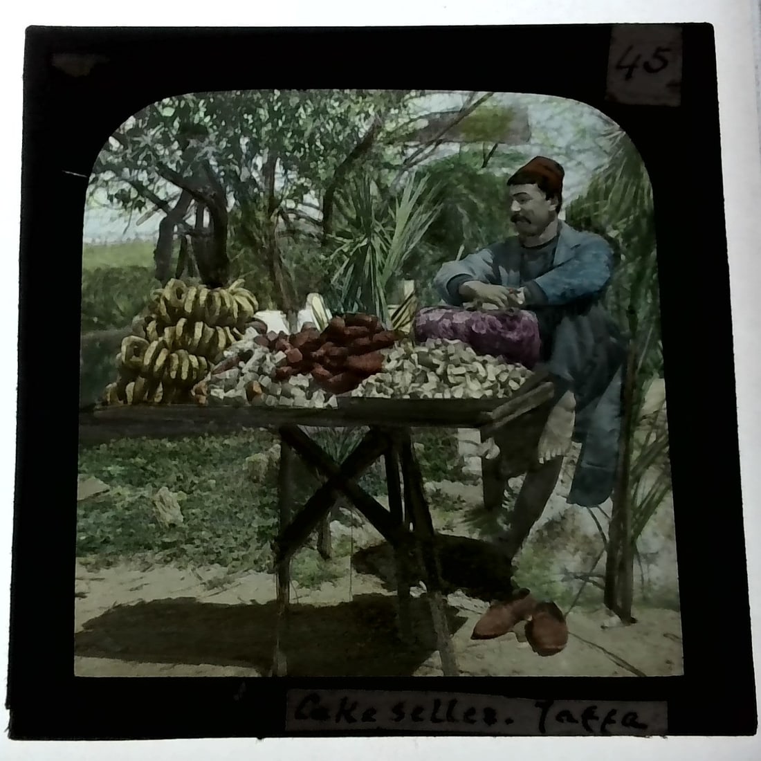 Cake Sellers of Jaffa 1880s-Early 1900s colored Magic Lantern Slide Identified (1 of 1)