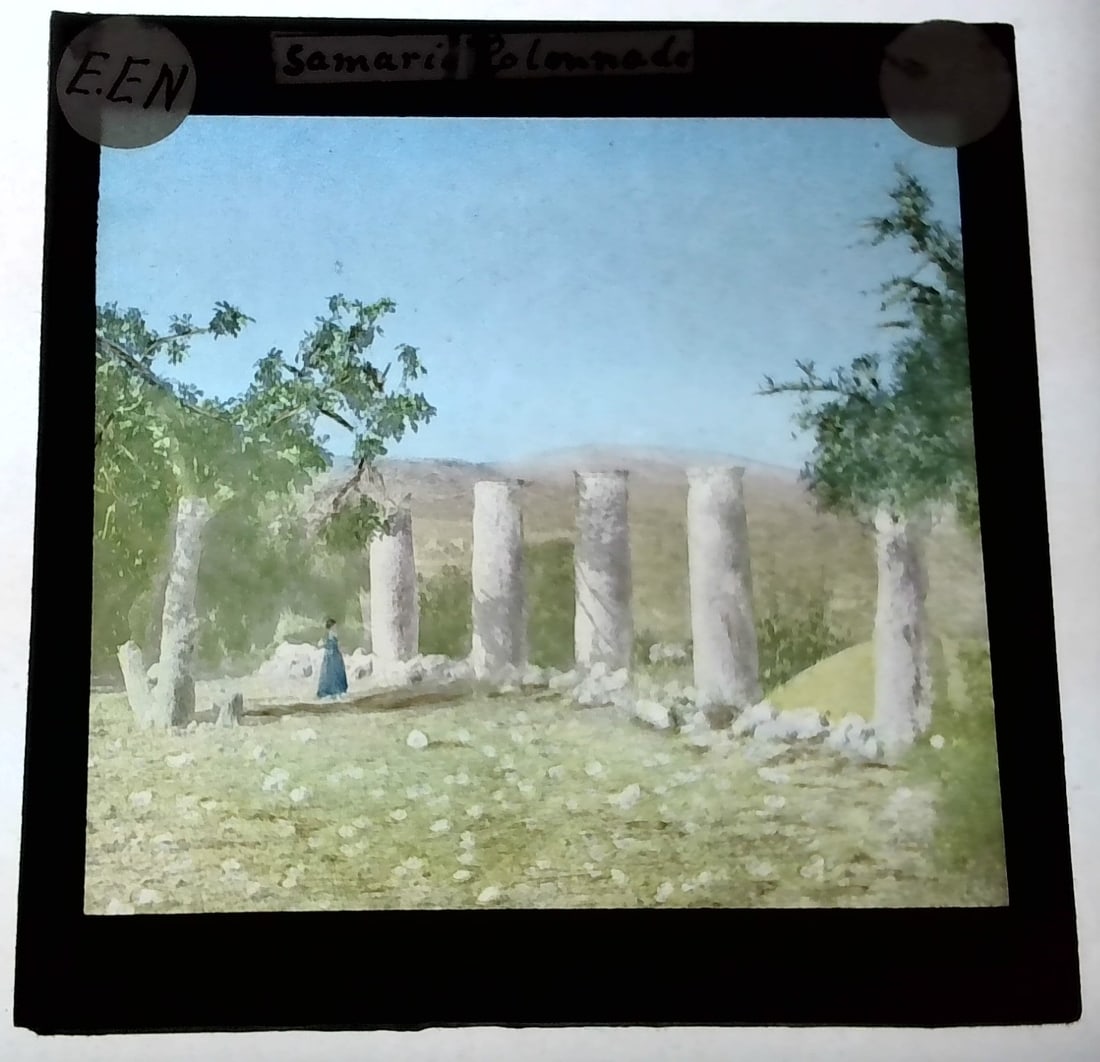 another view of The Colonnade , Sumeria 1880s-Early 1900s colored Magic Lantern Slide Identified: 1880s-Early 1900s Magic Lantern Slide Many Magic Lantern slides Available in Our Current Auction. Most Identified, Dating from the Early 1880s to the 1920s. Most Late 19th Century. Some are hand color