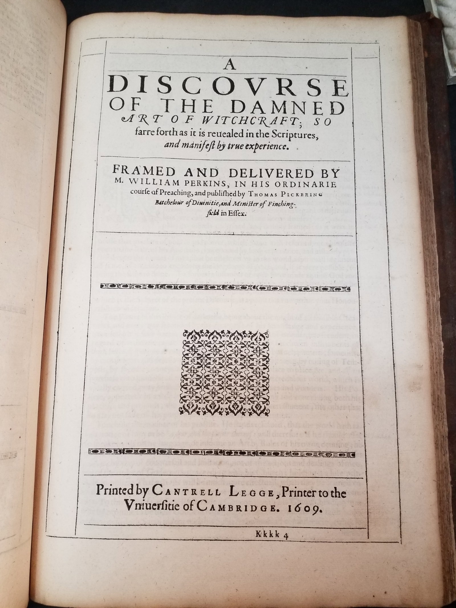 1608 Rare Works of William Perkins Witchcraft Combat between God and Devil Sermon the Mount Etc: Scarce original First Edition 1608-1609 Of the Works of the Father of English Puritanism William Perkins.Each one of the sections in this great work are quite desirable , collectible and valuable. The