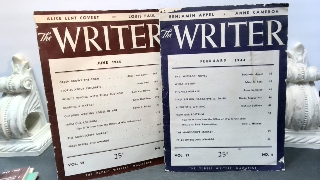 The Writer Magazine Vtg 1944-1945 Lot (1 of 4)