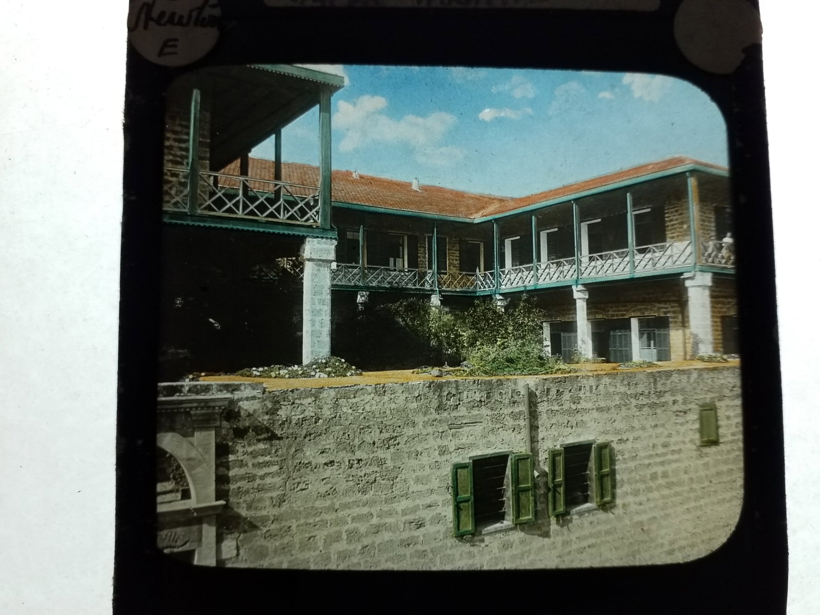 1880s Magic Lantern Slide Hospital at Jaffe color Glass Photograph (1 of 1)