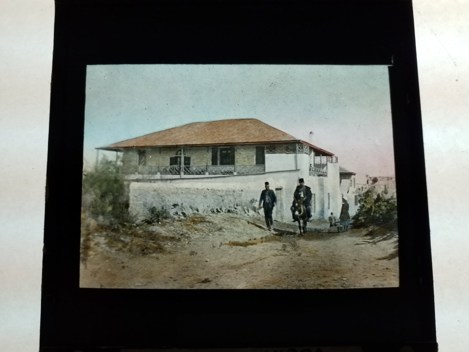 1880s Magic Lantern Slide Mission House in Lybia Color Glass Photograph (1 of 1)