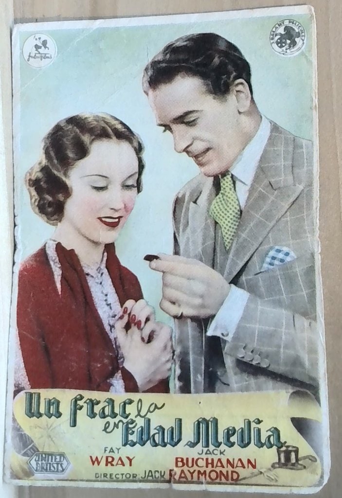 Vtg Spanish Cinema Lobby Card Un Frac En La Edad: Vtg Spanish Cinema Lobby Card, Un Frac En La Edad Media, Starring Fay Wray And Jack Buchanan, United Artists, 1945, Includes Reverse Program Details.