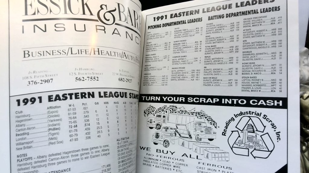 1992 Reading Phillies Souvenir Program - 13