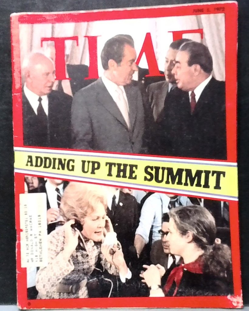 Time Magazine June 5 1972: Time Magazine, June 5, 1972, Adding Up The Summit, Featuring Richard Nixon And Leonid Brezhnev, Vtg Periodical.
