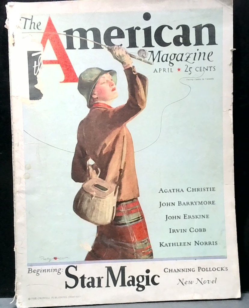 The American Magazine April 1933: The American Magazine, April Issue, The Crowell Publishing Company, New York, 1933, Softcover Periodical, Featuring Agatha Christie, John Barrymore, John Erskine, Irvin Cobb, Kathleen Norris, Vtg