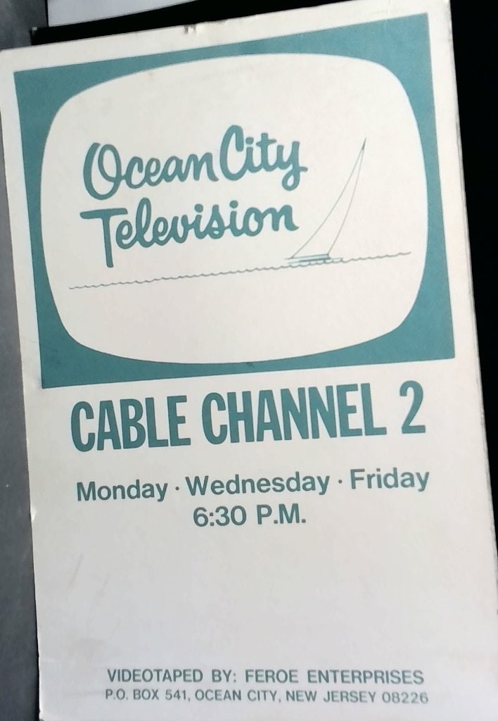 Vtg Ocean City Television Cable Channel 2 Sign: Vtg Ocean City Television Promotional Sign, Cable Channel 2, Feroe Enterprises, Ocean City New Jersey, Cardboard Backing.