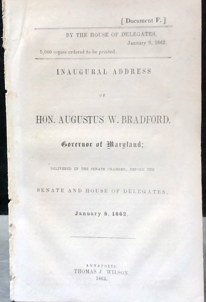 Vtg 1862 Augustus W. Bradford Address , Secession , Slavery Civil War Pamphet (1 of 6)