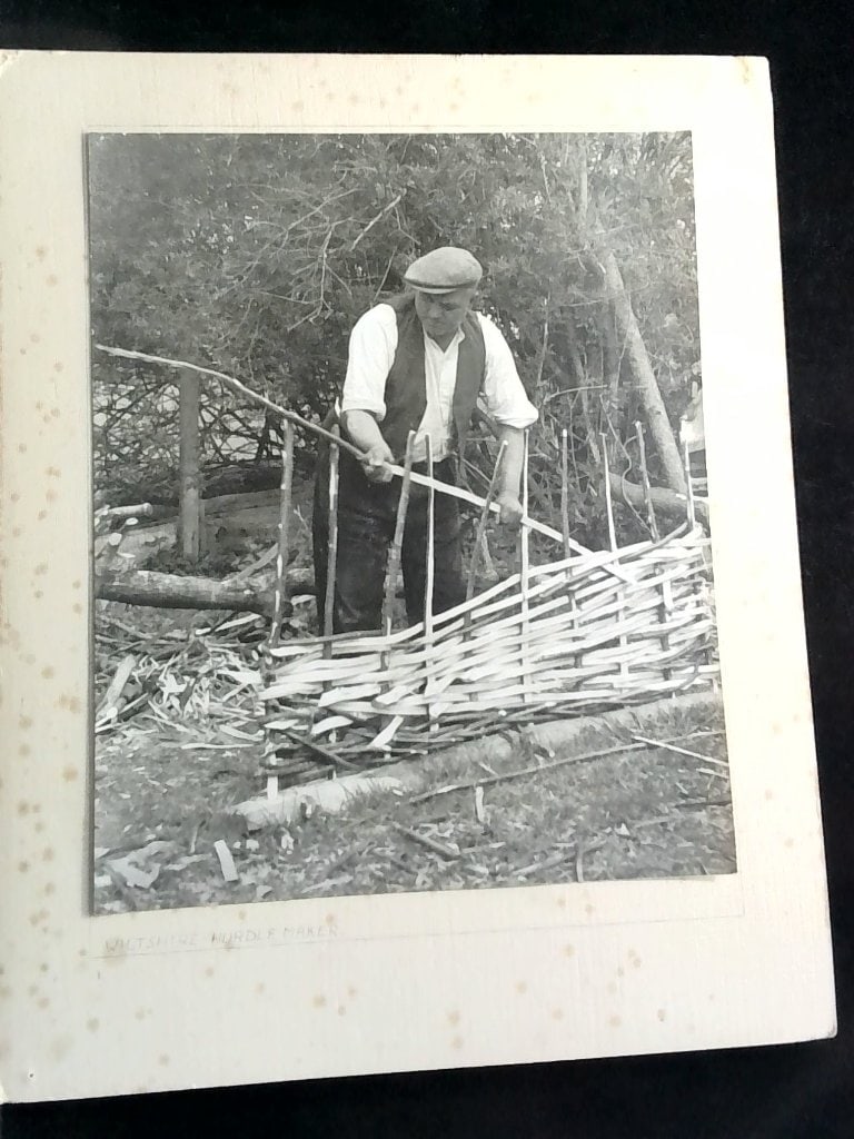 Vtg B&W Photograph Wiltshire Hurdle Maker (1 of 4)
