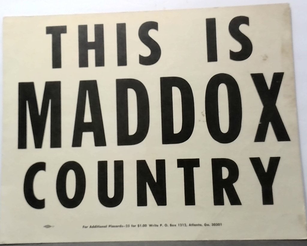 Vtg Maddox Country Political Placard: Vtg Political Placard, This Is Maddox Country, Printed Paper, Atlanta Ga.