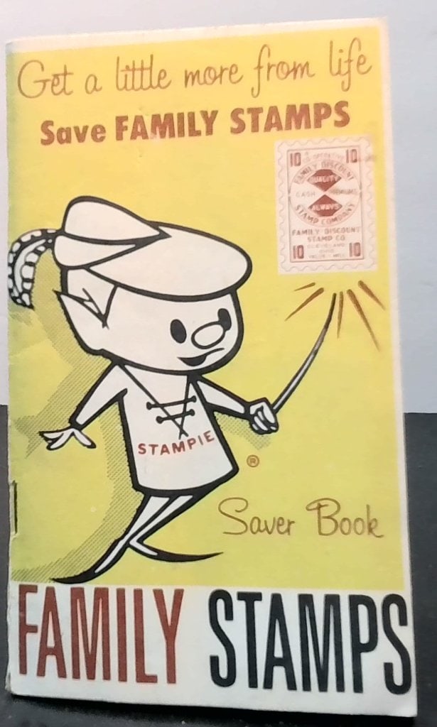 Vtg Family Discount Stamp Saver Book: Vtg Family Discount Stamp Company Saver Book, Incl Numerous Affixed Trading Stamps, Featuring Stampie Mascot Illustration.