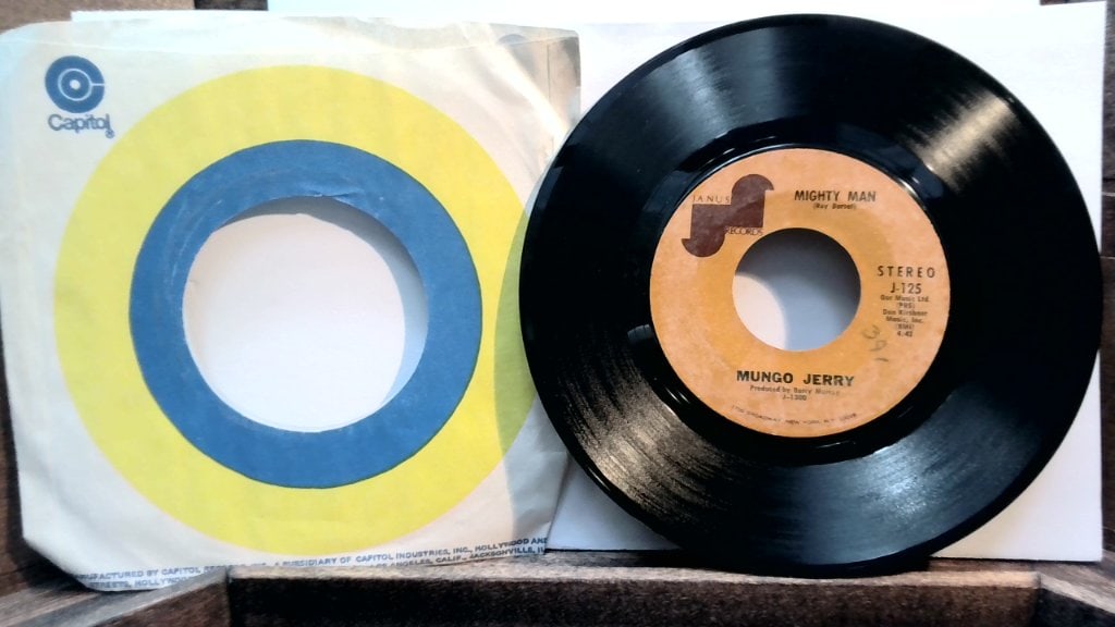 Mungo Jerry Mighty Man Vinyl Record: Mungo Jerry, Mighty Man / In The Summertime, Vinyl Record Album, Janus Records, J-125, Vtg.