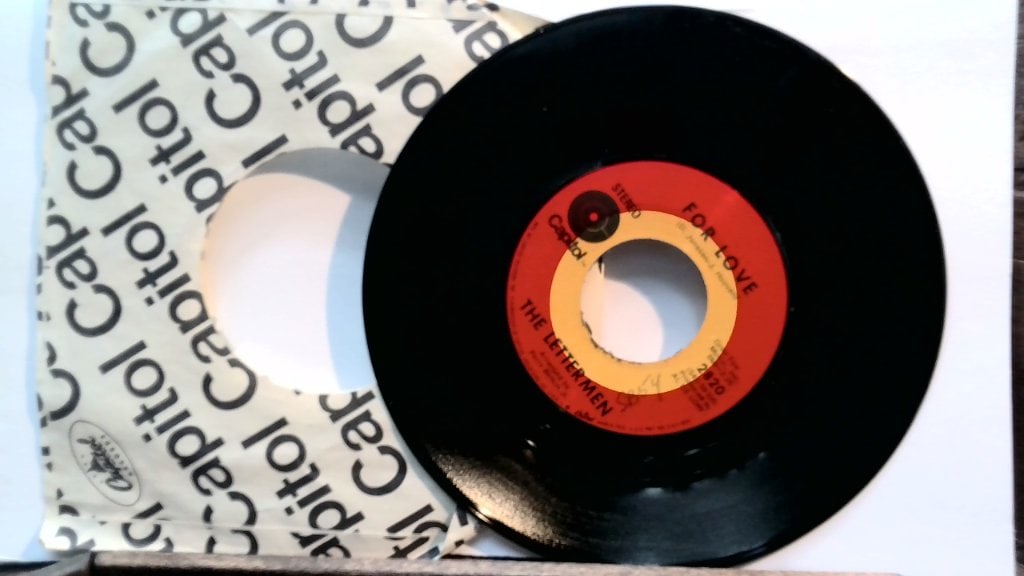 The Lettermen She Cried Vinyl Record: The Lettermen, She Cried / For Love, Vinyl Record Album, Capitol Records, 2820, Vtg.