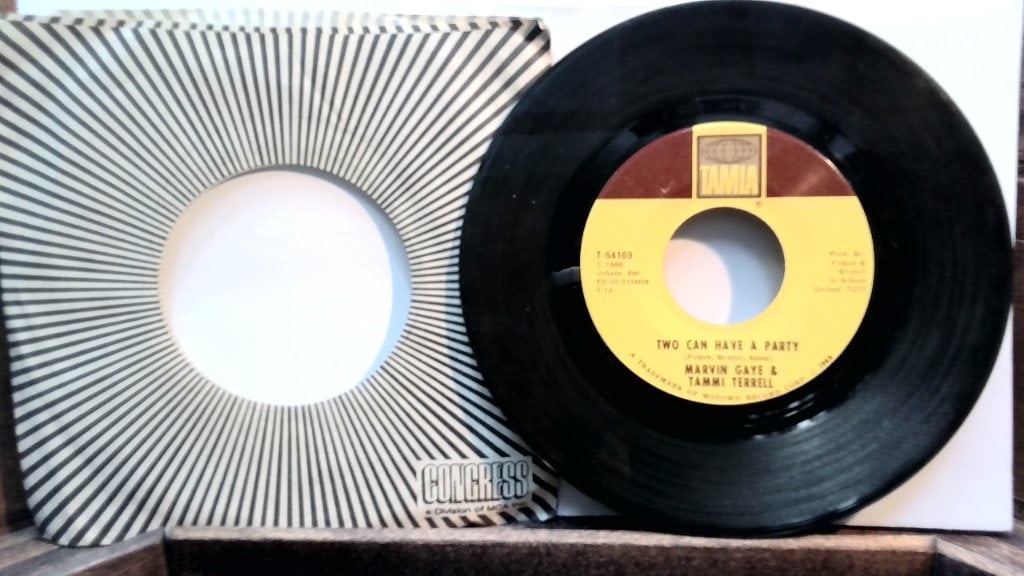 Marvin Gaye & Tammi Terrell 45 RPM Vinyl: Marvin Gaye & Tammi Terrell, Two Can Have A Party / You're All I Need To Get By, Tamla Vinyl Record Album, 45 RPM, Vtg.
