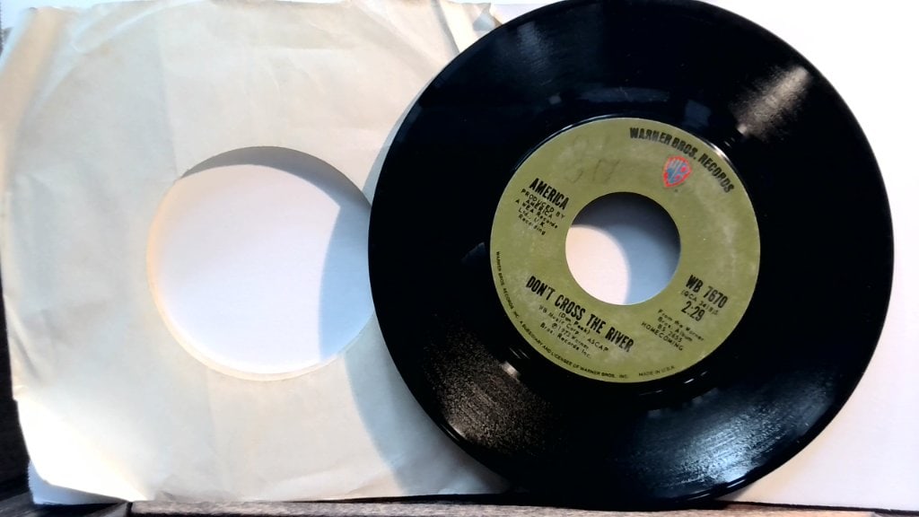 America Vinyl Record Album WB 7670: America, Don't Cross The River / To Each His Own, Vinyl Record Album, Warner Bros Records, WB 7670, Vtg.
