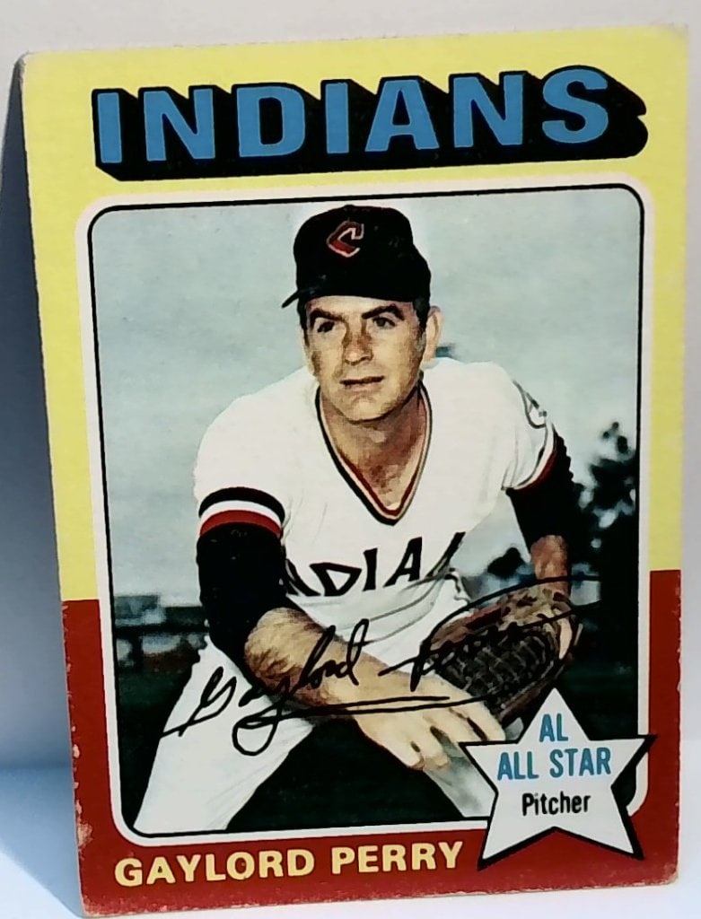 1975 Topps Gaylord Perry Baseball Card No 530: Vtg 1975 Topps Gaylord Perry Baseball Card, No 530, Indians, AL All Star Pitcher, Major League Pitching Record Back.