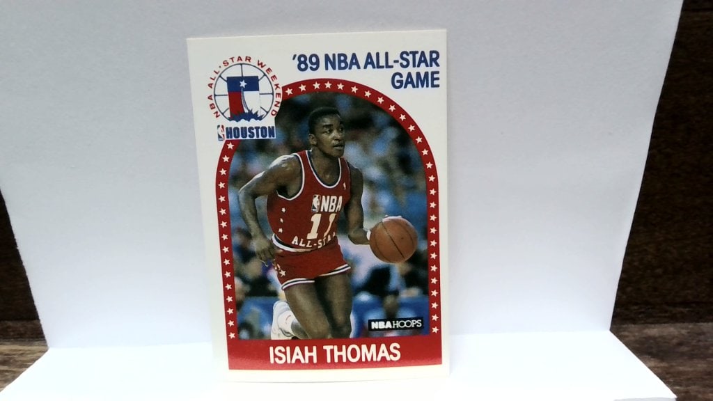 Vtg 1989 NBA Hoops Isiah Thomas Card: Vtg 1989 NBA Hoops Isiah Thomas All-Star Game Card, No 177, Detroit Pistons.