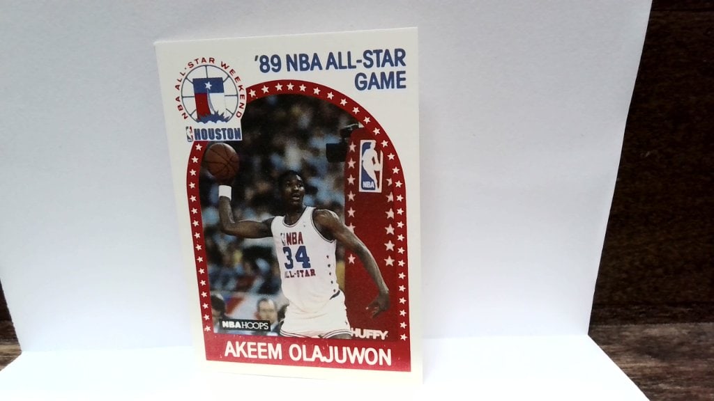Vtg 1989 Akeem Olajuwon All-Star Card: Vtg 1989 Akeem Olajuwon '89 NBA All-Star Game NBA Hoops Basketball Card, No 178.