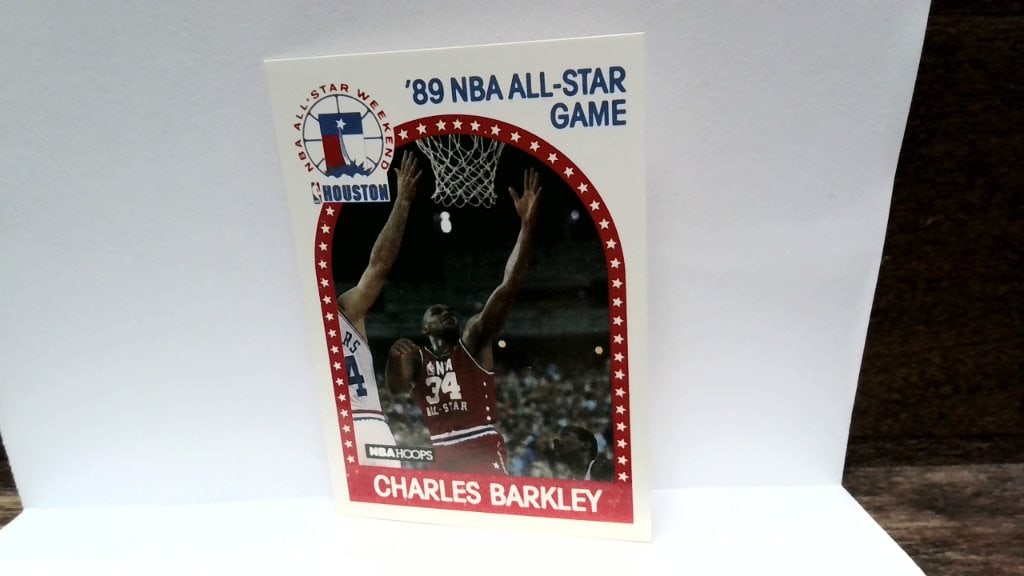 Vtg 1989 Charles Barkley NBA Hoops Card: Vtg 1989 Charles Barkley Philadelphia 76ers NBA Hoops All-Star Game Basketball Card, No 96.