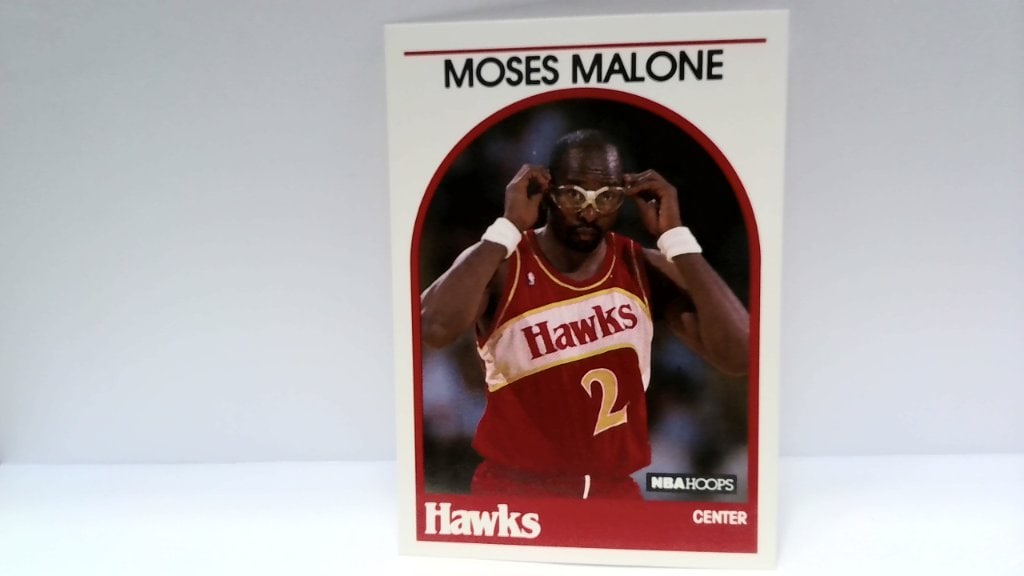 Vtg 1989 Moses Malone NBA Hoops Card 290: Vtg 1989 Moses Malone, Atlanta Hawks, NBA Hoops, Basketball Card, No 290.