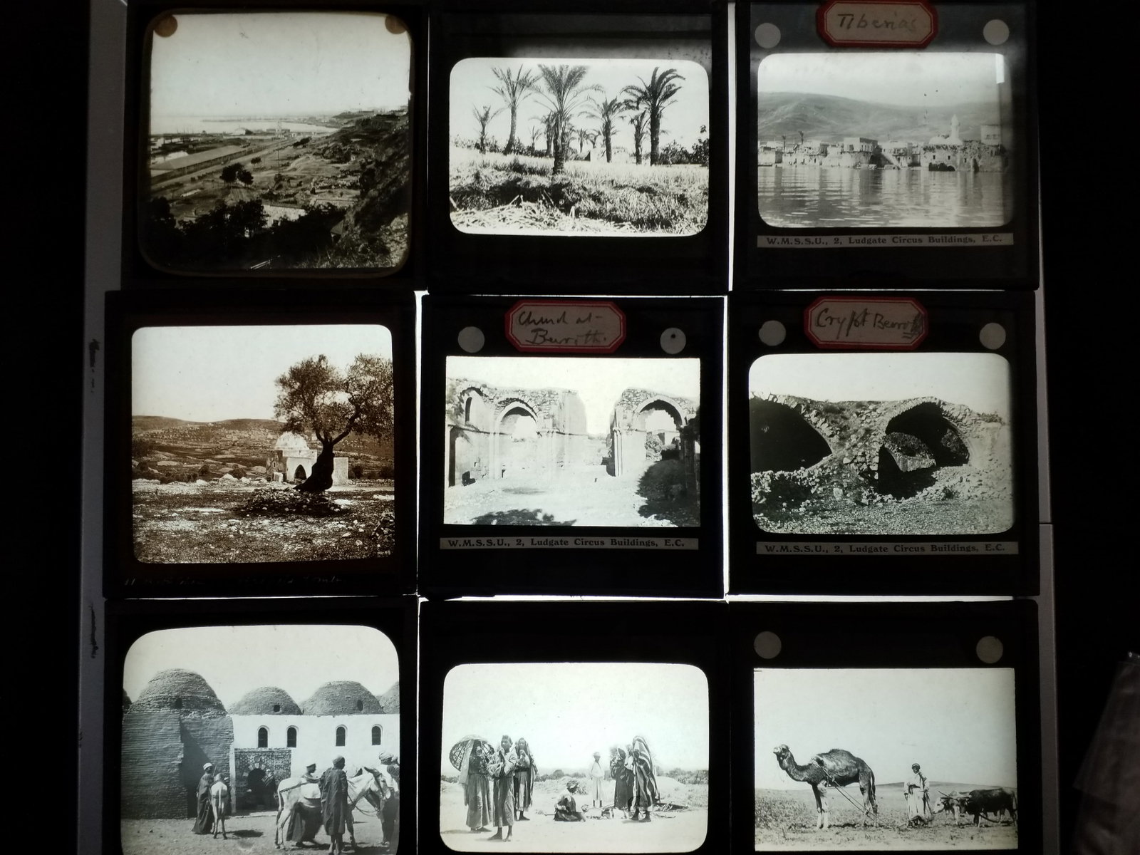1870s An Exquisite Collection of 9 Magic Lantern Slides Holy Lands Westerners Fashion etc (1 of 3)