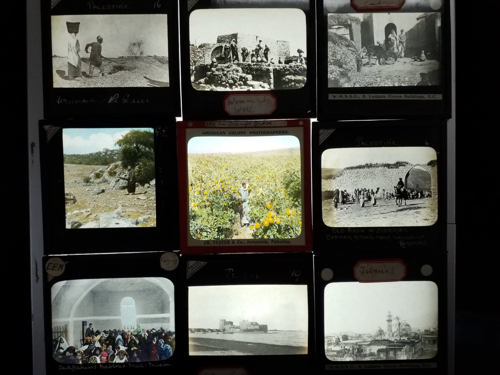 1870s An Exquisite Collection of 9 Magic Lantern Slides Holy Lands Westerners Fashion crypts etc (1 of 4)