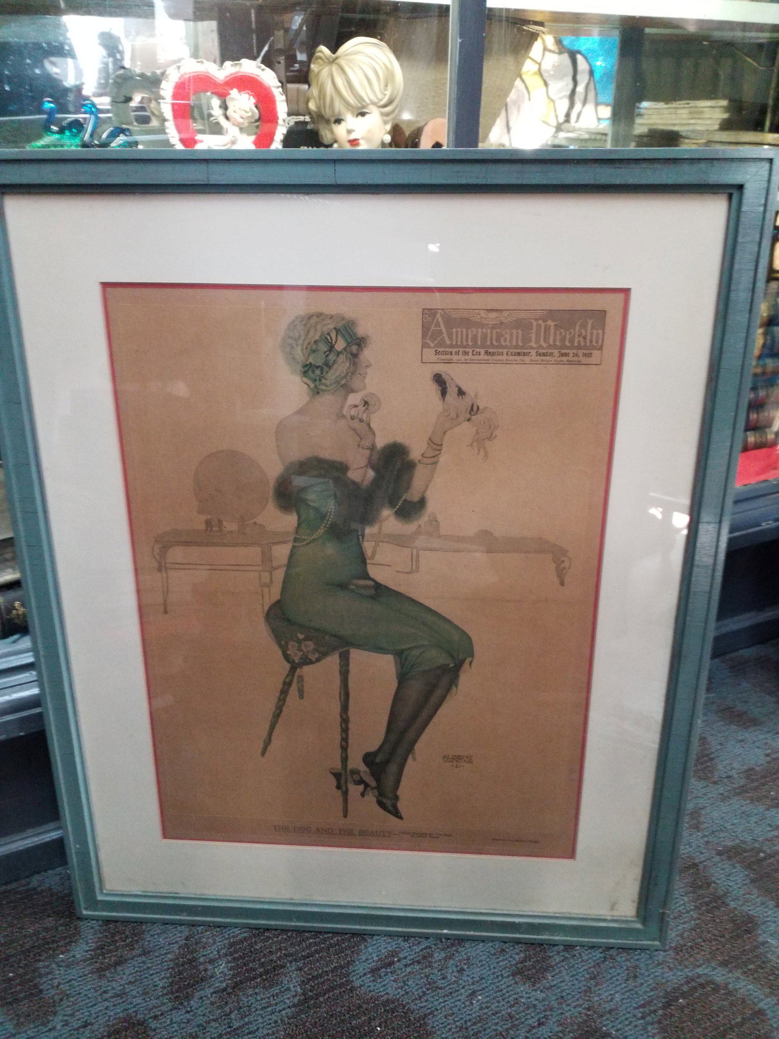 Scarce Large Framed Albert Vargas Print 1921 "The Dog and the Beauty" Beautifully Done (1 of 7)