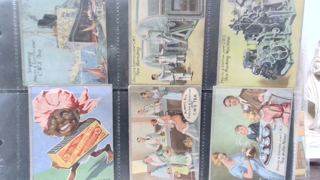 Vtg CWS Tea Trade Cards Set: Vtg CWS Tea Trade Cards, English And Scottish Joint, Illustrating Tea Production, Shipping, And Factory Scenes, In Protective Binder Pages.