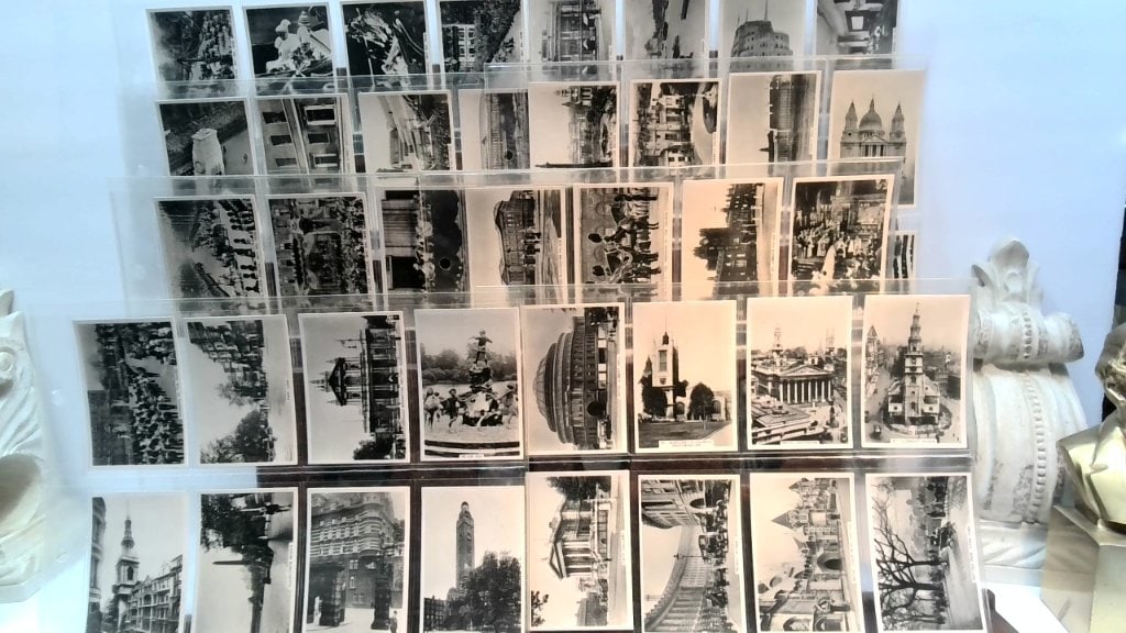 Vtg Sights Of London Cigarette Card Set: Vtg Sights Of London Cigarette Cards, First Series Of 48, B&W Photographic Views Of London Landmarks, Issued By Senior Service, Junior Member, And Illingworths, Housed In Protective Display Sleeves.