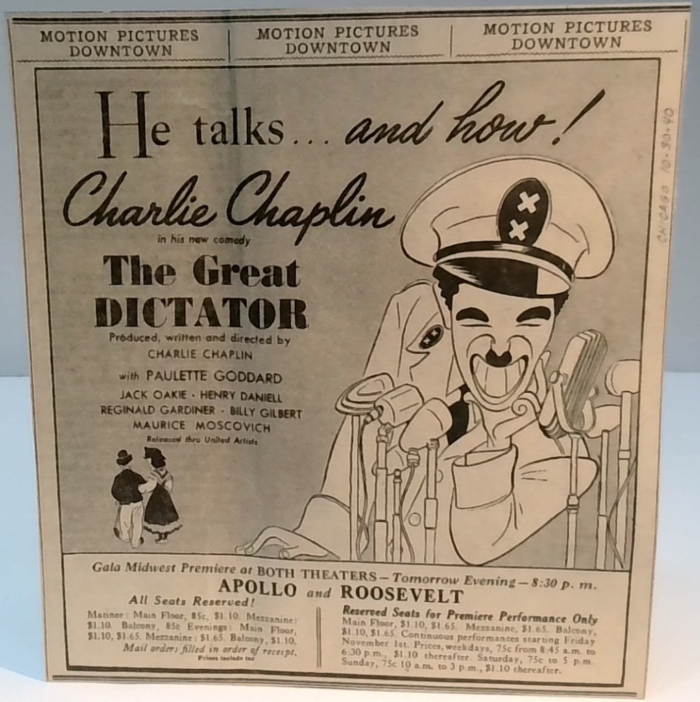 Vtg 1940 Charlie Chaplin Ad (1 of 1)