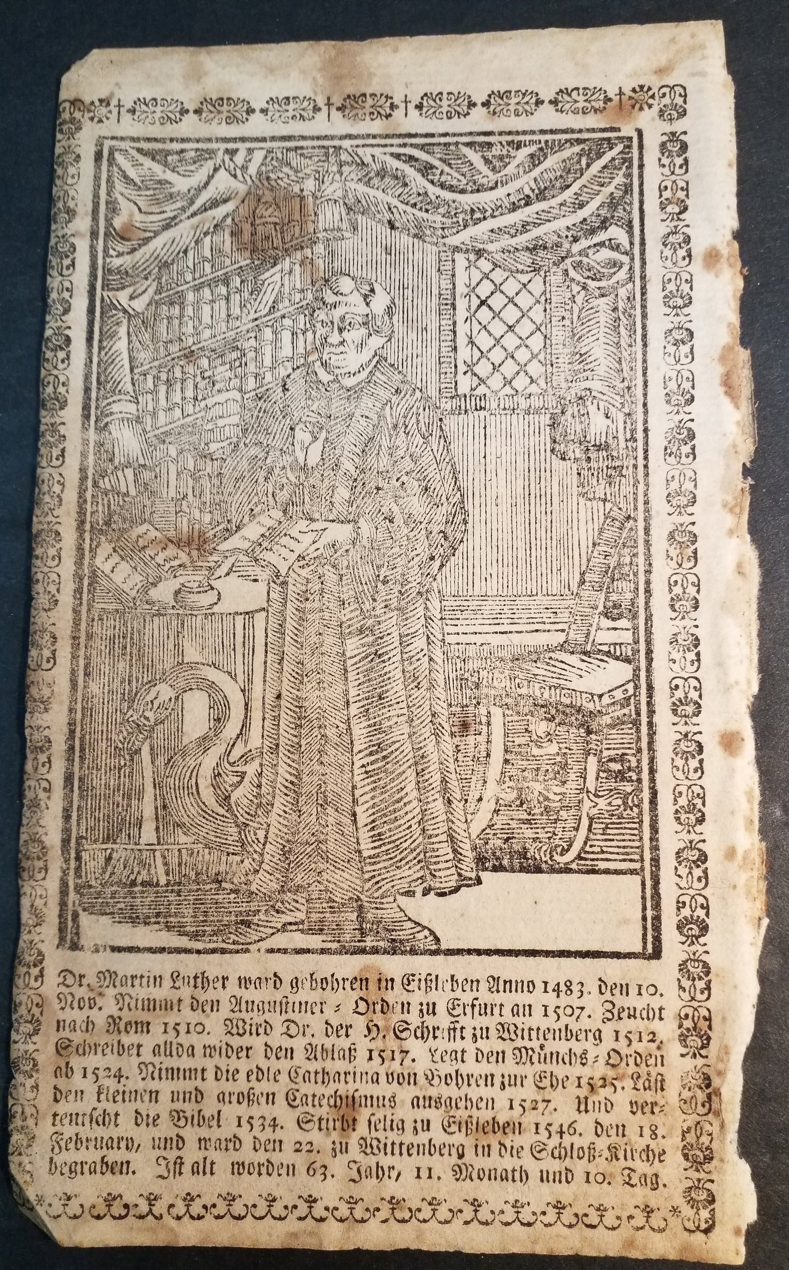 1777 The Frontis Martin Luther page- the Christoph Saur Amercan Psalms Revolutionary War Era Bible (1 of 2)