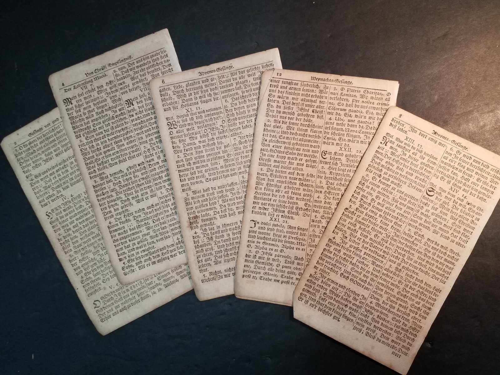 1777 6 leaves to the Christoph Saur Amercan Psalms Revolutionary War Era Bible: 6 leaves double sided, If you have a preference on the 6 leaves or want a certain Chapter from Psalms included. I can try to fill your particular request. There are 10 lots available of 6 leaves each.