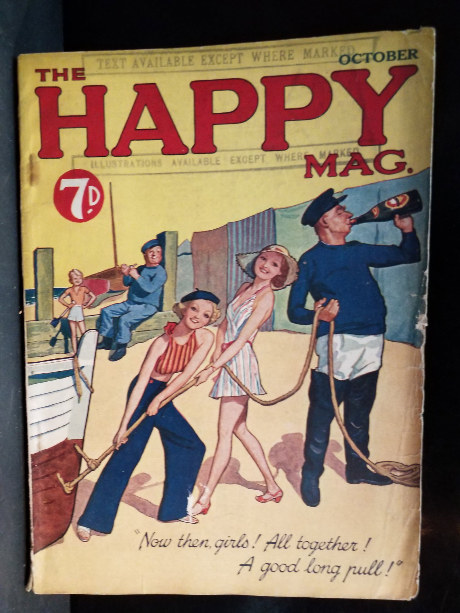 Original Pulp Happy Mag. From the Robert Weinberg Collection October 1936 No. 173 higher grade/Fine+: Original Pulp -Strong intact Binding , overall this pulp is doing quite well, very nice condition pulp- Magazine DetailsPublication: The magazine was known for its lighthearted content, often featurin