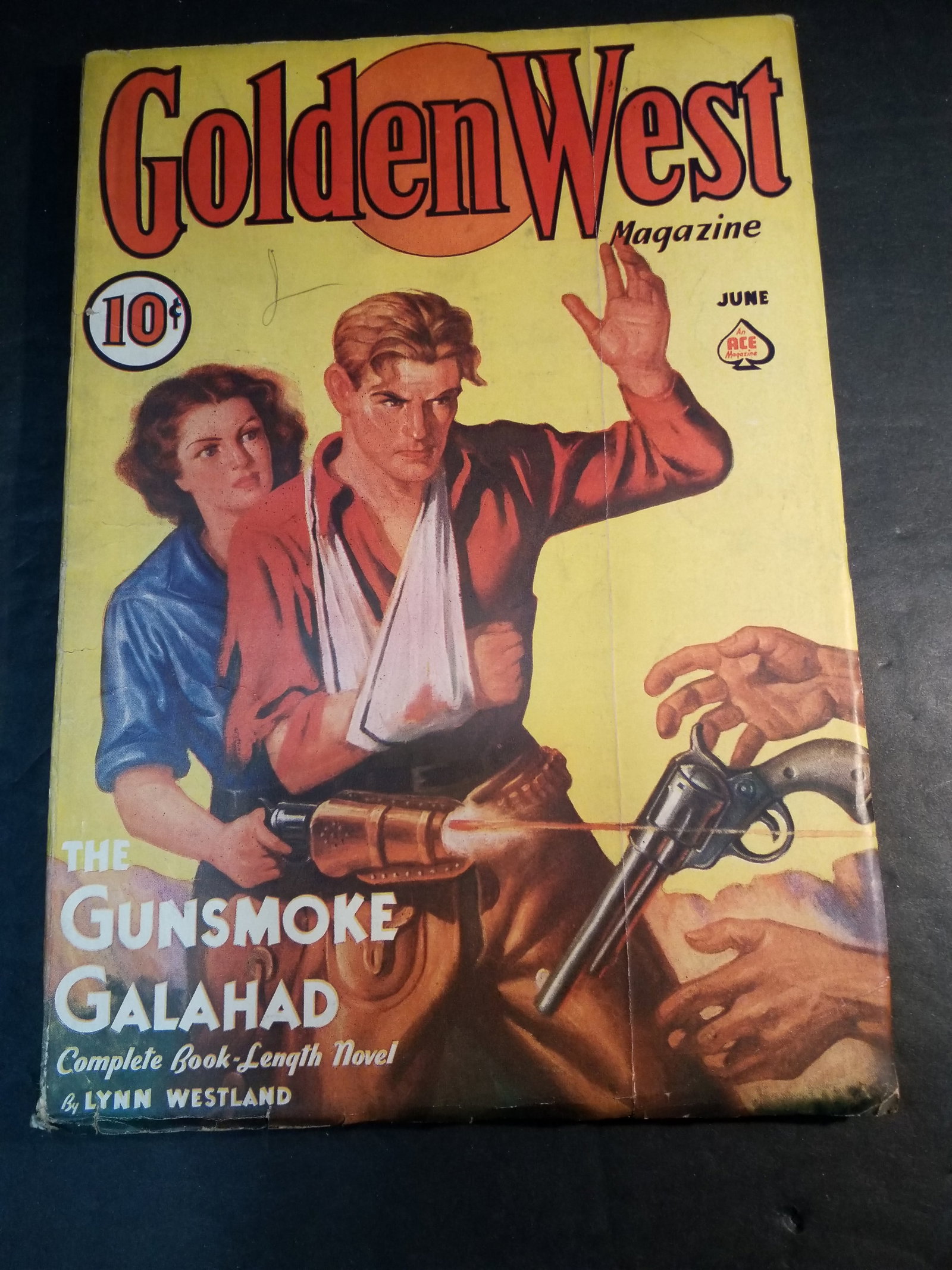 1937 Golden West VG+-F+ Gunsmoke Glahad by Lynn Westland VF+ pulp: Original Rare Pulp , Stunning condition. Grade it! This This issue of Golden West Magazine was published in June 1937. It features a cover painting by Arnold Lorne Hicks for the lead novel, "The Gunsm