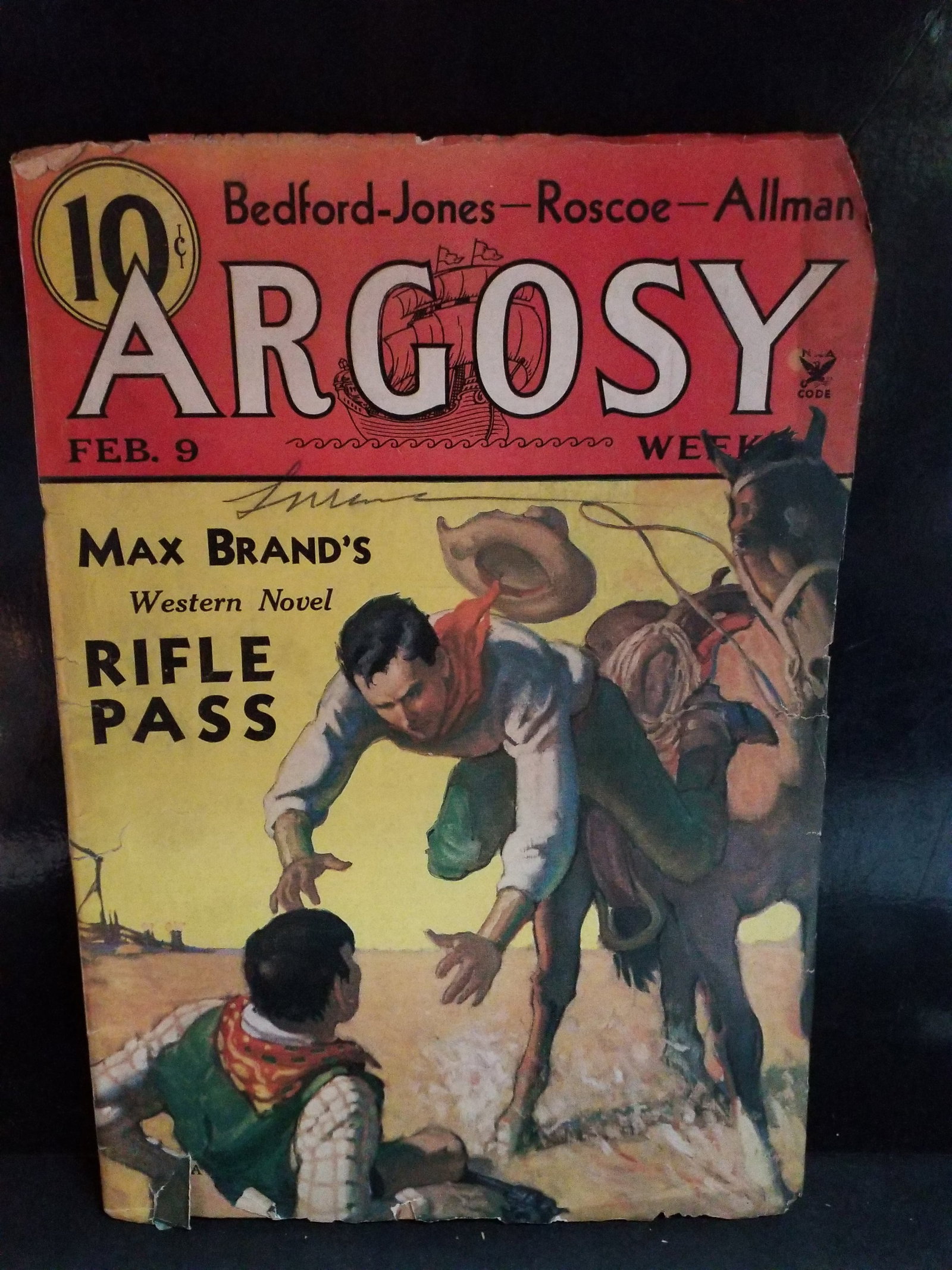 Golden Age Pulp Argosy Feb. 9 1935 Max Brand's Western Novel Rifle Pass VG+ (1 of 3)