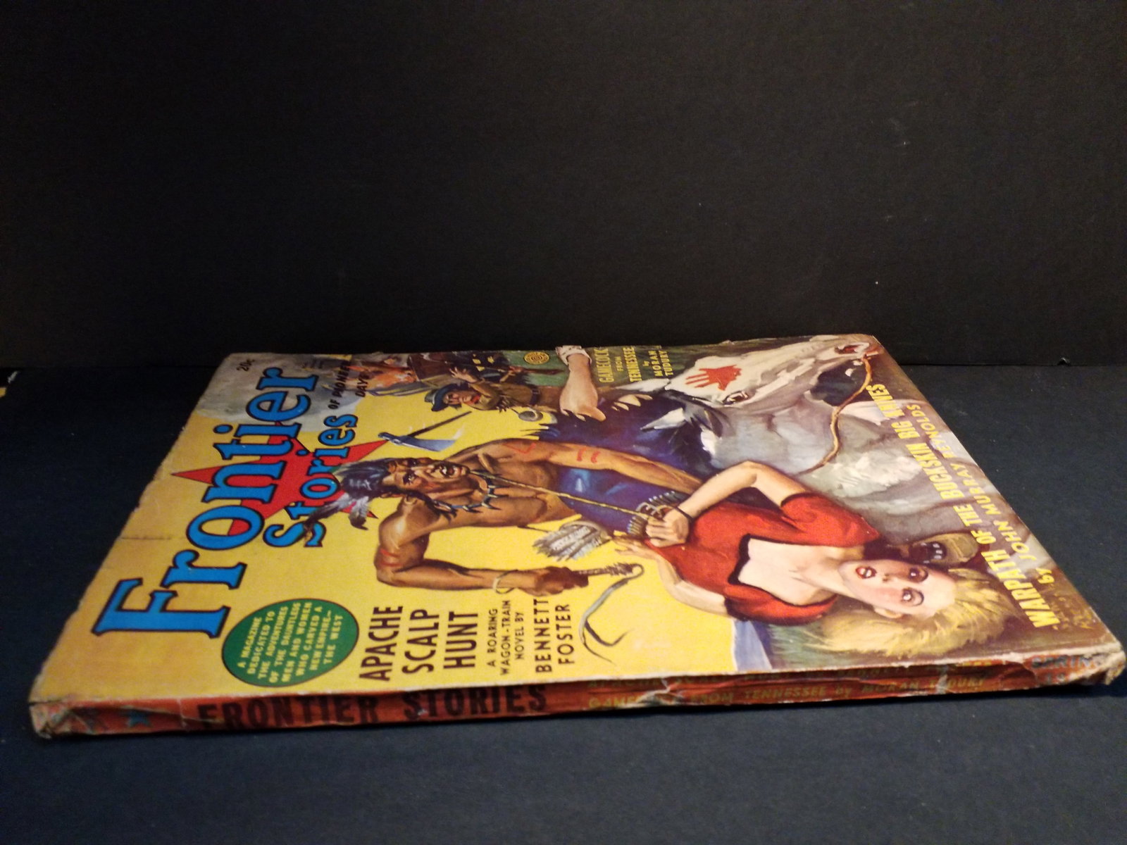 Spring 1942 Frontier Stories Apache Scalp Hunt , Warpath Big Knives Original Pulp Golden Age VG+-F+ - 3