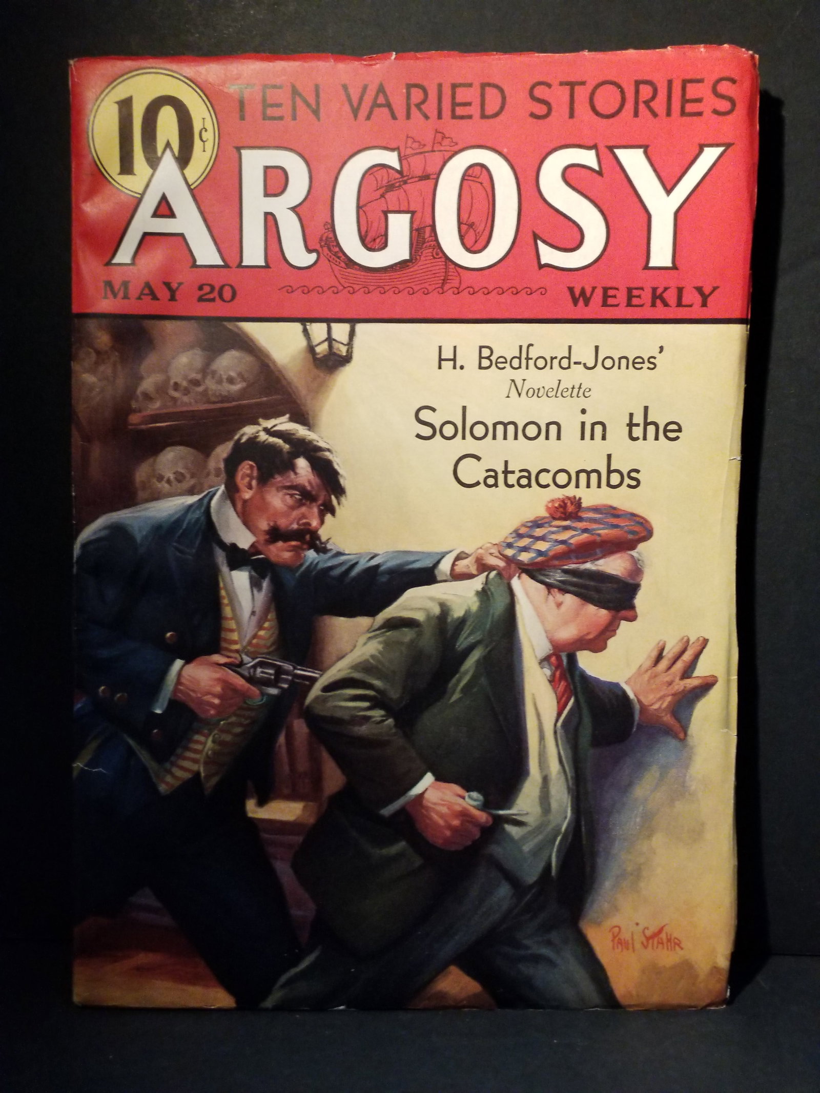 Original Argosy Pulp May 20 1933 Solomon in the Catacombs H. Bedford Jones F+-VF+ High Grade: Original Pulp -Strong intact Binding , overall this pulp is doing quite well, very nice condition pulp-May 20, 1933, issue of Argosy Weekly, a classic pulp magazine. This specific issue features a nov