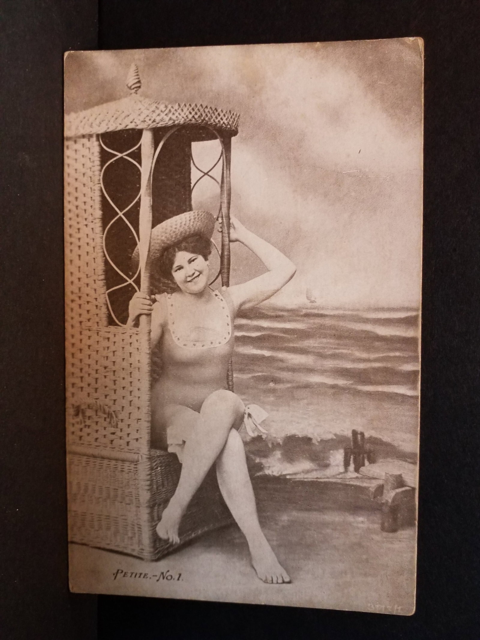 Antique Beach Bathing Beauty early 1900s postcard (1 of 2)