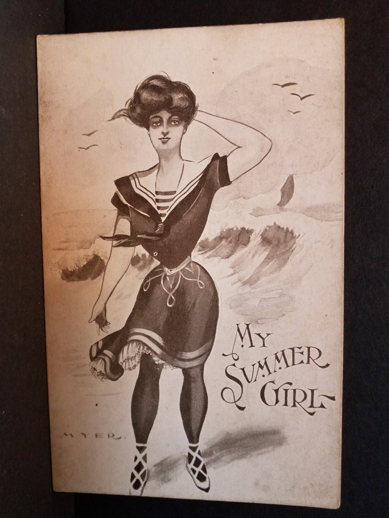Antique Sketch type Beauty early 1900s postcard My Summer Girl (1 of 2)