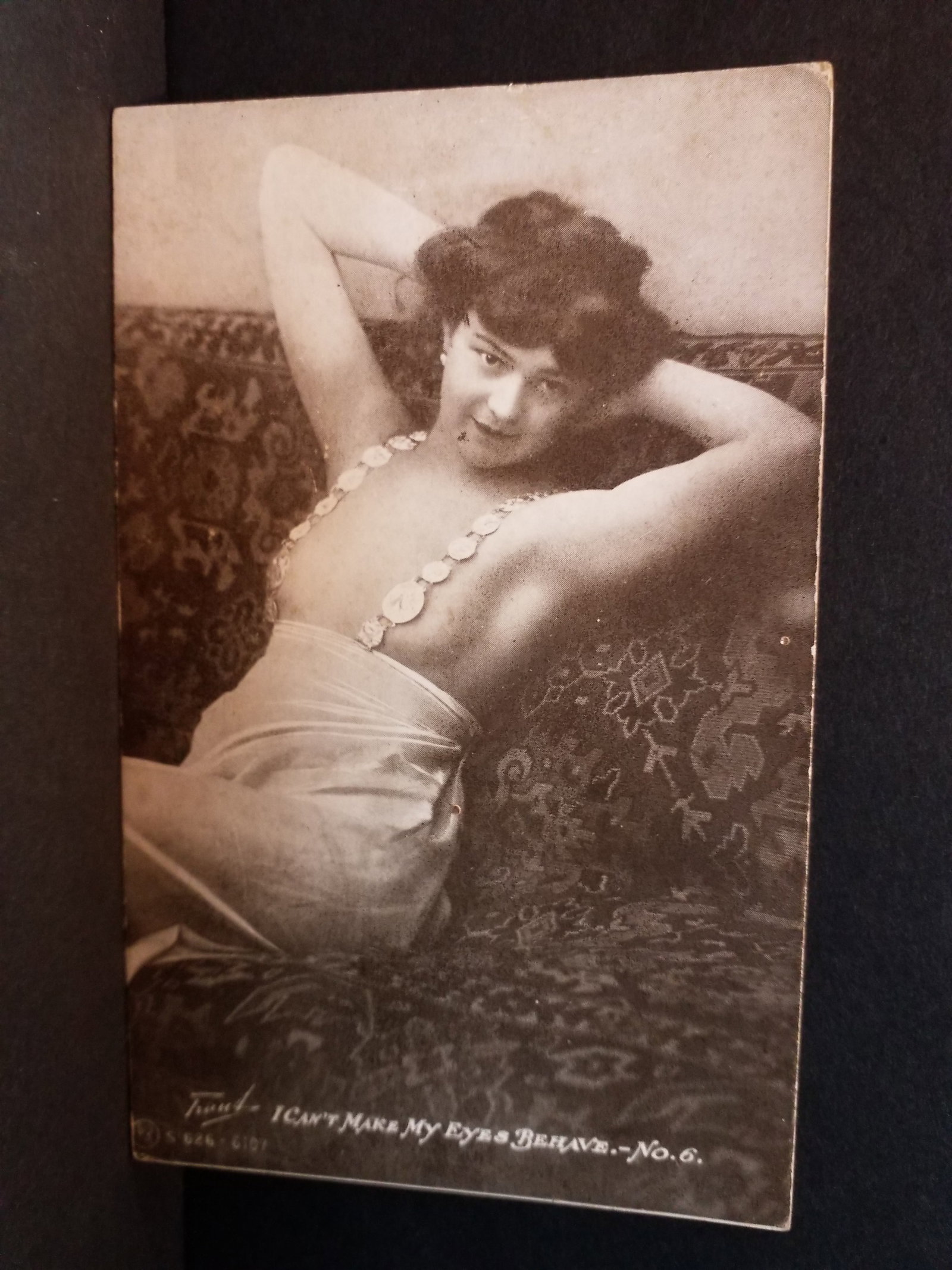 Early 1900s Postcard Nude Pin up Girl Beauty . I cant make my eyes behave (1 of 2)