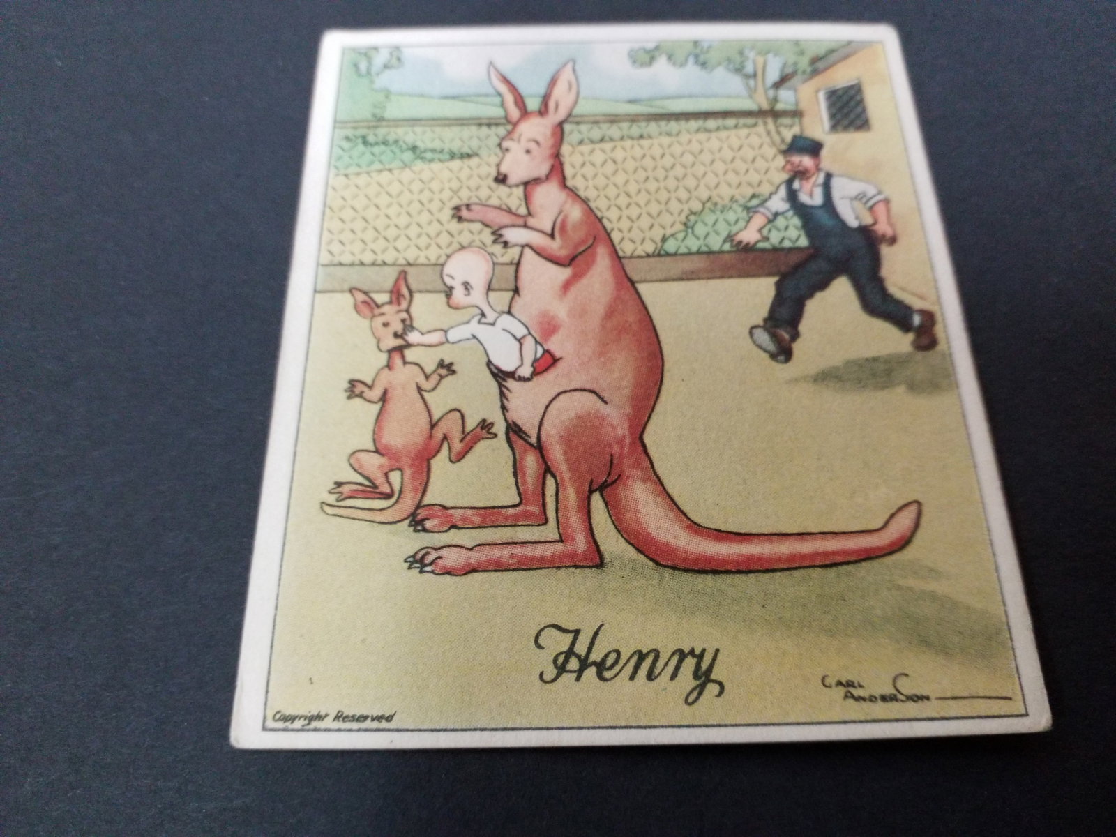 1935 Henry Humorous Comic Tobacco Card J Wix & Sons LTD Kangaroo Pouch (1 of 2)
