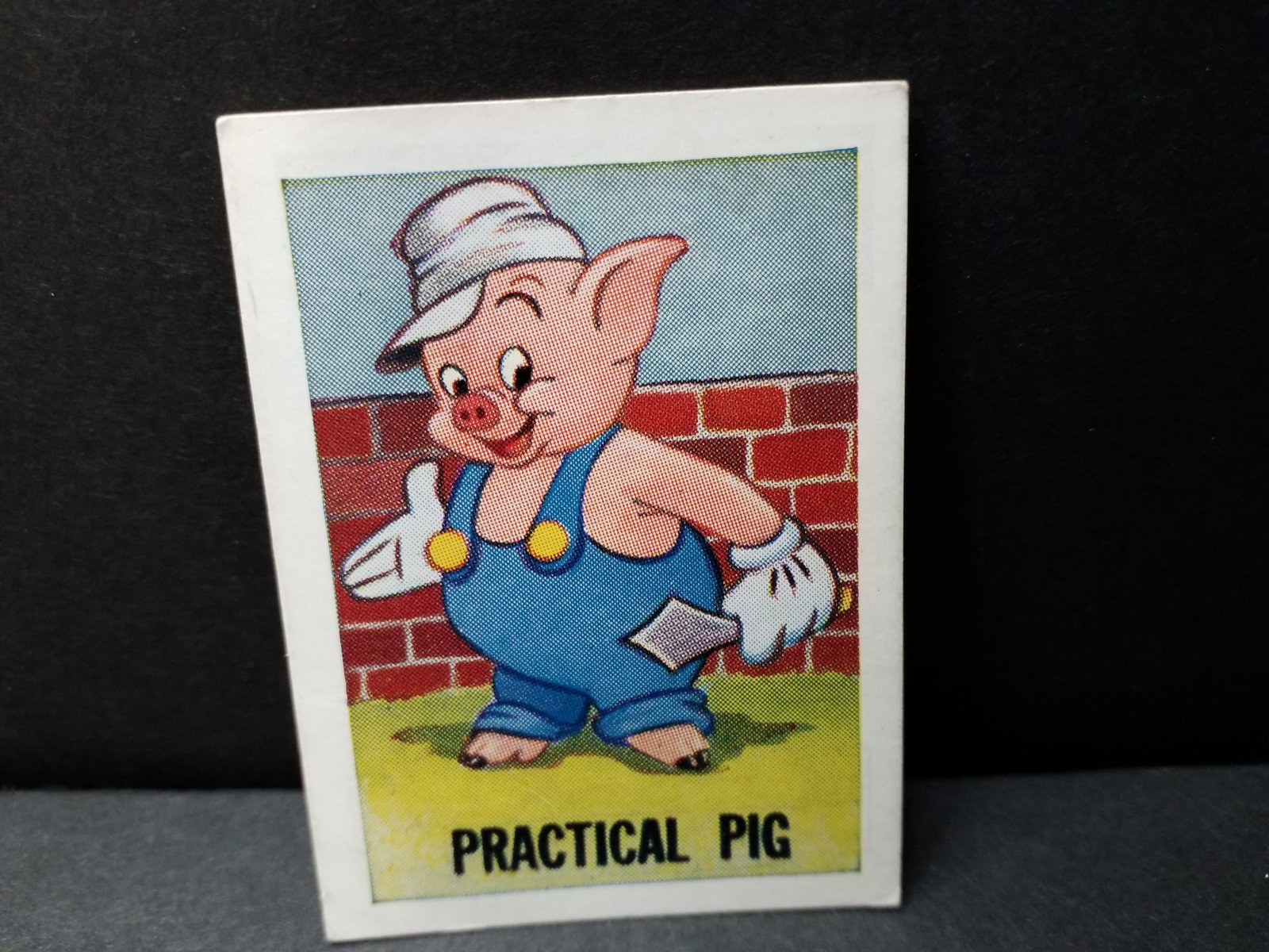 1955 Barratt Walt Disney Mickeys Sweet Cigarettes Card Practical Pig of the 3 Little Pigs VG-VG+ (1 of 2)