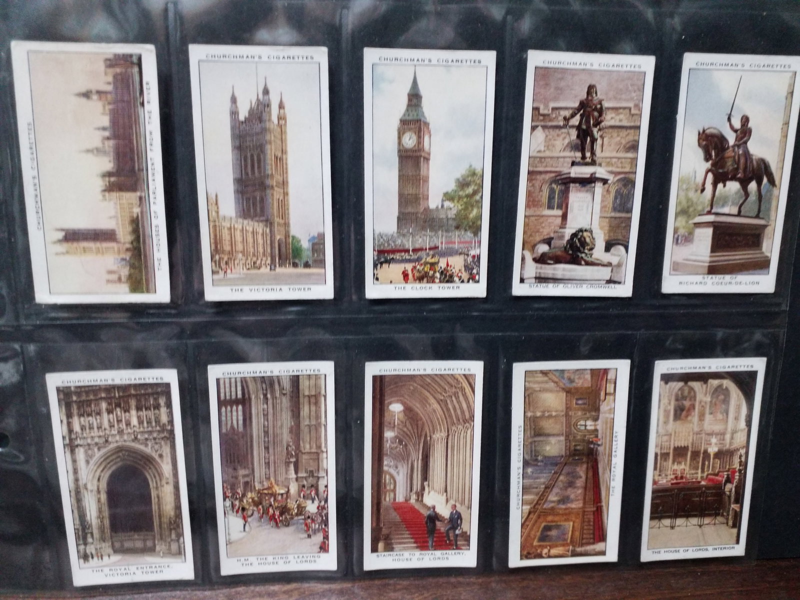 1931 Churchman's Cigarettes The Houses of Parliament & Their Story Complete Set of 25 Tobacco Cards: Original Complete Sheeted Protected Set. In Very Good condition. Many other tobacco cards sets and collections available.
