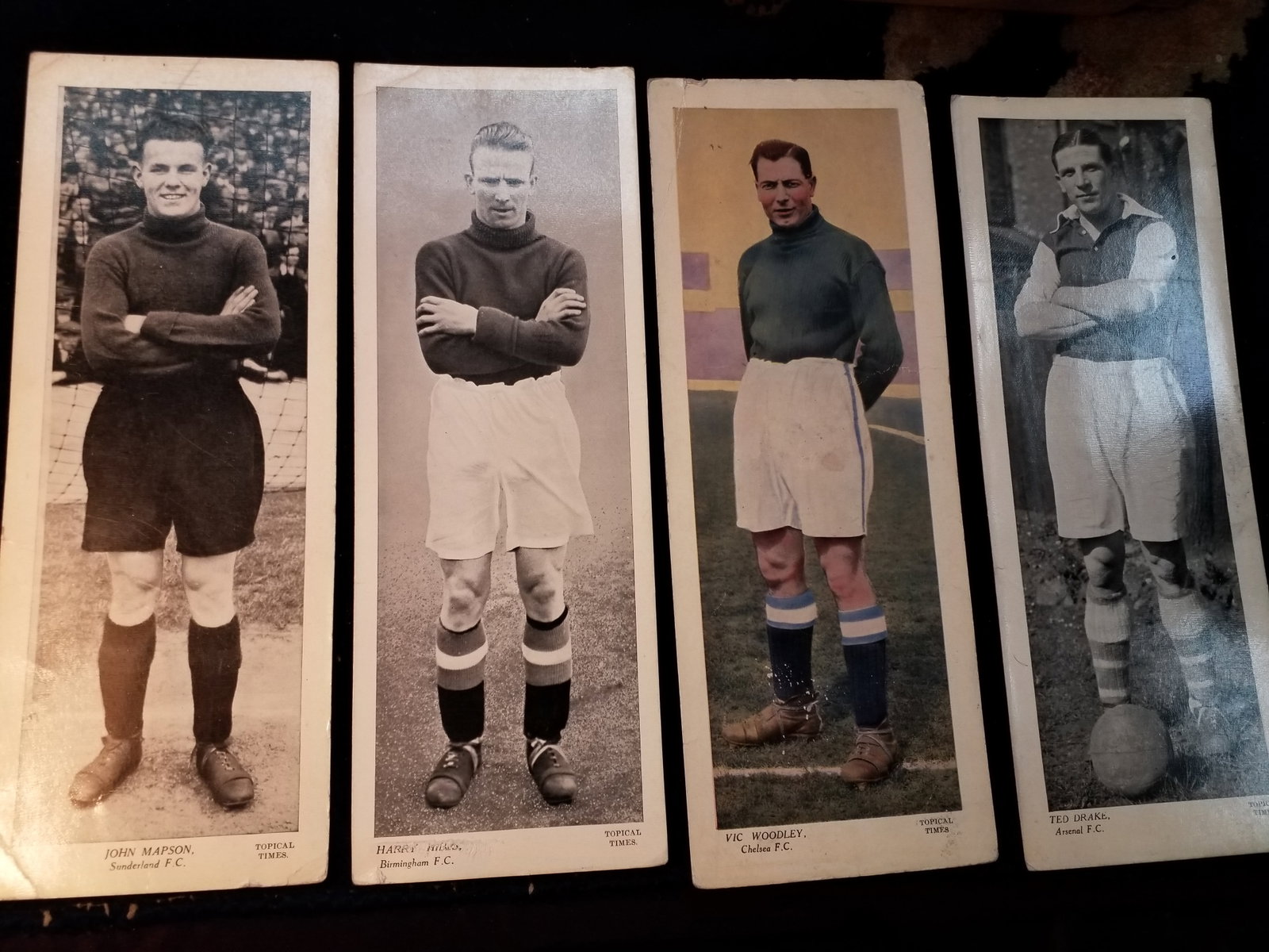 1934 TOPICAL TIMES - FOOTBALLERS , PANEL PORTRAITS - 1934 lot of 4 large real photo oblong cards (1 of 4)