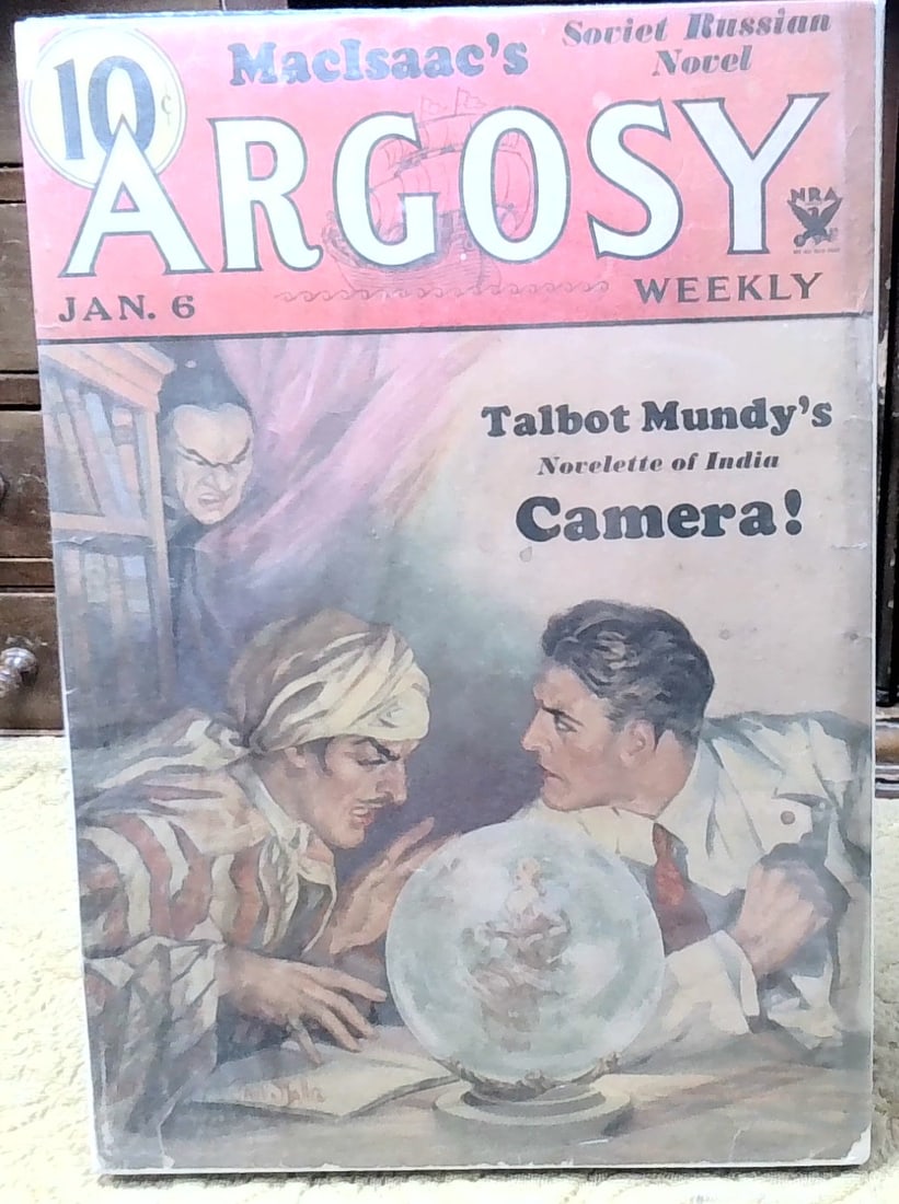 Argosy Hardcover book 2 novelettes In jacket hard cover 1930 Affair at Kaligaon and Camera Mundy: In Jacket and Brodart cover, illustrated. Published in 1930. Overall in good condition.
