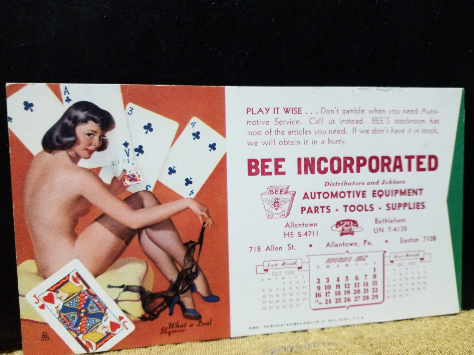 Early 1950s Risque Pin Up Blotter "What A Deal" Scarce in VF+ condition (1 of 2)