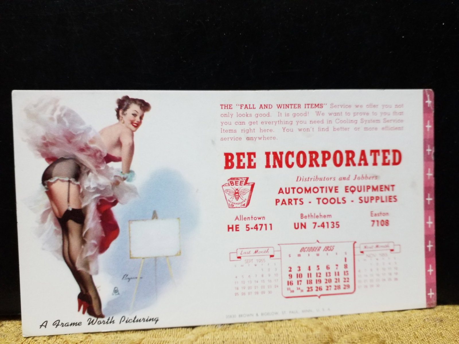 Early 1950s Risque Pin Up Blotter " A Frame Worth Picturing" Scarce in VF+ condition: Early 1950s Original Pin Up Blotter in Excellent condition. Virtually Untouched. Highly Collectible. Other Pin up Blotters Available.