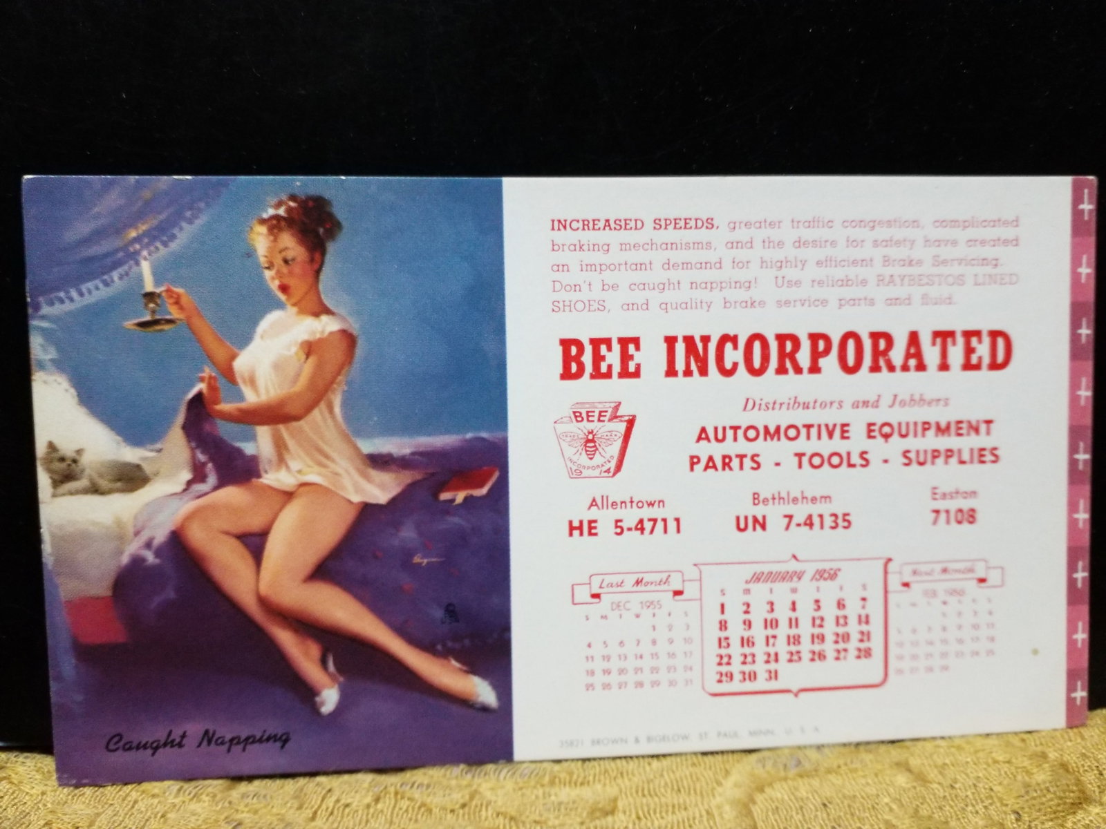 Early 1950s Risque Pin Up Blotter " Caught Napping" Scarce in VF+ condition (1 of 2)
